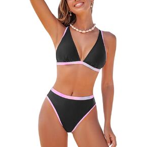 CUPSHE Women's Bikini Sets Two Piece Swimsuit V Neck Triangle Top Adjustable Straps Crisscross Back Hook Tie dye