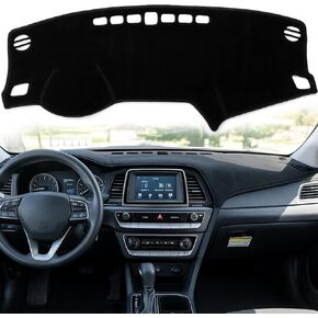 حصيرة تغطية Dash Cover Fit لـ Hyundai Sonata 2015 2016 2017 2018 2019 Dashboard Cover All-Black Dash Mat مع محافظات وسادة السيليكون المضادة للانزلاق