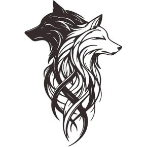 Xedatric Metal Wolf Wall Art – Dual Black & White Wolf Heads Metal Decor, Perfect for Living Room, Office, Bedroom Entrance