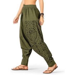 شركة Veshti Company النسائية المطبوعة الحريم - بنطلون بوهو يوجا الفضفاضة مع الخصر المرن والرابطة ، سروال الصالة الهبي