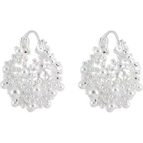 Pearl Chunky Gold Hoop Earrings for Women Trendy Stack Small Pearl Hoop Earrings