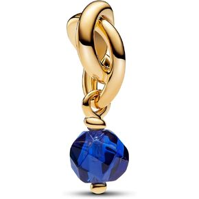 لحظات Pandora Facettierter Wasserblauer Ewigkeitskreis Charm-Anhänger Aus Sterling Silber Mit Vergoldeter Metalllegierung und Kristall ، Kompatibel Mit Pandora Moments Armbänder ، 763462C09 ، Crystal ، Crystal