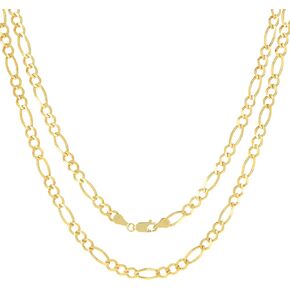 Nuragold 10k Real Yellow Gold Solid Figaro Link 5.5mm Chain Necklace (16"-30") Italian Jewelry for Men & Women