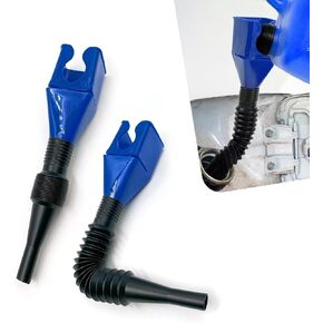 QODOLSI 2 PCS Car Hands-Free Anti-Spill Oil Draining Funnel, Plastic Retractable Foldable Snap Design Vehicle Oil Draining Tool, Portable Multi-Function Accessory, for Most Cars, Motorcycles (Blue)