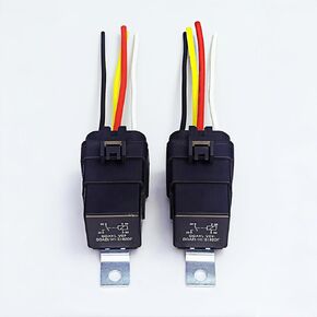 40AMP 12V DC Waterproof Heavy-Duty Relay, with 4-pin SPST Wiring Harness, 4-pin SPST Automotive Relay, The Wiring Harness is Pure Copper tin-Plated Wire-2 Pack