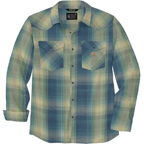 Carhartt Men's Montana Rugged Flex Relaxed Fit Lightweight Long-Sleeve Snap-Front Plaid Shirt