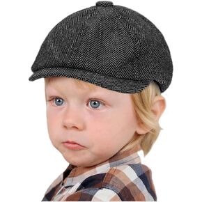 Kids Vintage Newsboy Cap Beret-Cabbie-Hat-Pageboy-Caps Tweed Flat Driver Hat for Boys Girls 4-9 Years
