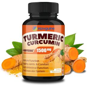 ملحق الكركمين الكركمين 1650mg كبسولات الكركم العضوية مع 95 ٪ الكركمينويد الفلفل الأسود الحيوي ، وظيفة المناعة ، المفاصل الصحية والراحة-60 كبسولات