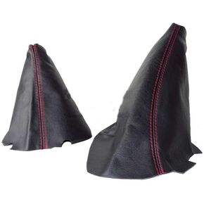 Ltd Compatible with Manual Shift Boot & E Brake Boot for Chevrolet Corvette C6 2005-2013 Black Genuine Leather Red Stitching
