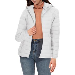 سترة Smeng Puffer Womens خفيفة الوزن مقنعين الكامل بزييب مقاومة للرياح وماء معاطف شتوية للسيدات