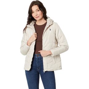 U.S. POLO ASSN. Mixed Quilting Hooded Puffer with Cozy Faux Fur Lining