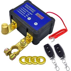 Ampper Remote Bathy Disconnect Switch ، DC 12V 240A التحكم عن بُعد بطارية مفتاح القتل الرئيسي مع فولتميتر ومجموعة مفتاحين للسيارة وأكثر من ذلك (أعلى ما بعد السلبي ، ON/OFF)