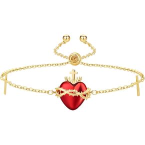 Sacred Heart of Jesus Bracelet for Women Catholic Christmas Jewelry Gifts for Women