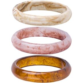 MYANAIL 3Pcs Chunky Acrylic Stackable Bracelets Bangle Set for Women Colorful Large Thick Resin Wristbands Bracelets Geometric Circle Cuff Statement Bracelet Set Jewelry Gift