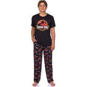INTIMO Jurassic Park Pajamas Men's Logo Claw Slash Design Adult 2-Piece PJ Lounge Set