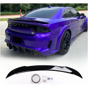 Glossy Black Rear Trunk Wing Spoiler Wing Compatible with 2015-2024 Dodge Charger GT SRT SXT Hellcat Style Rear Lid Wing Spoiler
