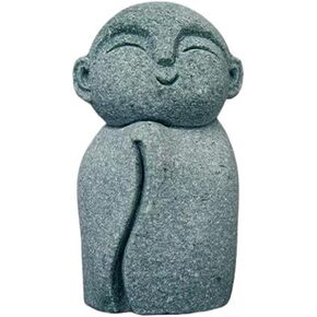 Mini Monk Buddha Statue Green Sandstone Statues Zen Monk Praying Statue Sculptures for Wealth Good Luck Feng Shui Decor Home Fish Tank Aquarium Garden (Style 3)