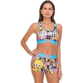 Looney Tunes Womens Sports Bra Set - 2 Piece Sports Bra and Boxer Briefs Underwear Set for Women (Sizes: S-XL)
