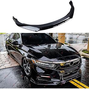 Front Bumper Lip Compatible with 2018-2020 Honda Accord, JDM Air Dam Winglet Splitter Chin Fits for EX EX-L LX SE Sport Hybrid, Protection Body Kit (Glossy Black)