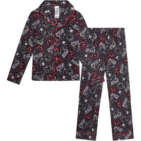 Rene Rofe Boys’ Pajama Set - 2 Piece Yummy Jersey Long Sleeve Top and Pajama Pants - Warm Fuzzy Sleepwear Set for Boys (4-14)