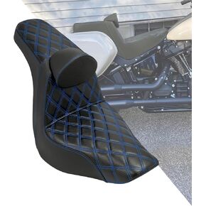 HDBUBALUS Motorcycle Seat Driver Passenger Seat with Backrests for Harley Low Rider Low Rider S ST 2018-up (Black with black stitching)