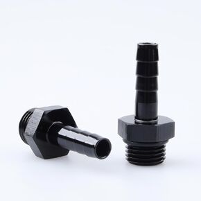 ذكر 1/8 "NPT إلى 3/16" خرطوم بارب تركيب الألومنيوم الأسود ، حزمة 2