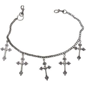 Metal Punk Pant Chain Keychains for Men Women Cross Waist Chain Wallet Jeans Hip-hop Pants Belt Chains Street Jewelry