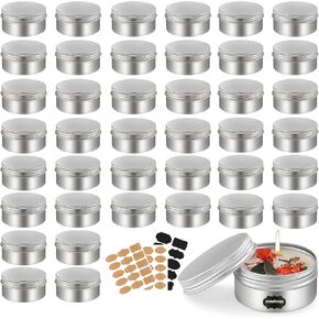 3oz Tins Aluminum Tin Can 10Pack Salve Tins, 3 oz Tin with Lids Refillable Containers With Screw Top and Labels for Salve, Candle, Spices or Balms(Silver)