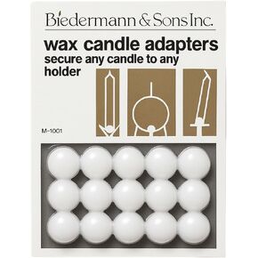 Biedermann & Sons 15-Pieces Round Wax Candle Adapters Pellets, White, 0.5 Inch - Set of 12