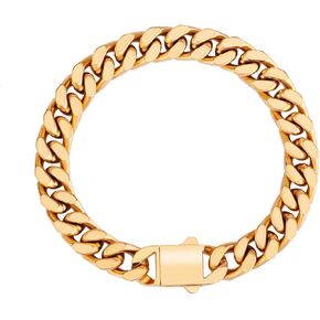 Stainless Steel Miami Cuban Link Bracelet for Men, 9/11/13mm Width, 7.5/8.5 Inch Length, 18K Gold Plated Chain Wrist Bracelets for Men,No Tarnish& Durable Hip Hop Mens Jewelry