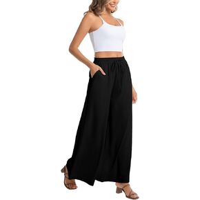 Women's Wide Leg Palazzo Pants - High-Waist Flowy Loose Beach Capri Trousers