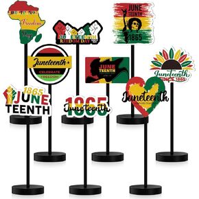 Chunful 9 Pcs Juneteenth Wooden Table Centerpieces Decor Happy Juneteenth Day Freedom Africa Afro American Signs Wood Table Toppers for Freedom Day Celebration Party Supplies