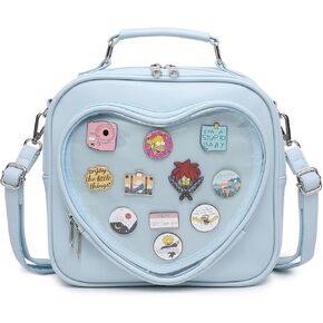 RAINBOW SMILE Ita Bag Multi-Purpose Backpack Crossbody Heart Purse Kawaii Pin Display with Insert
