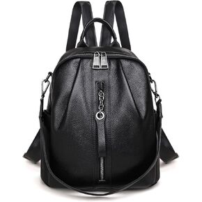 BOYATU Genuine Leather Backpack for Women: Trendy Designer Backpack Purse for Travel - Soft Convertible Shoulder Bag for Work, Commuter (Black)