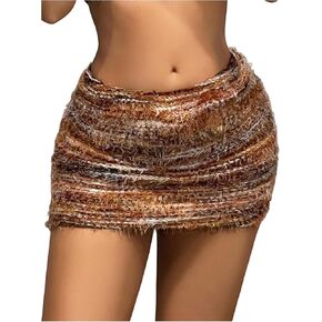 Wdirara Women's Tie Tie Dye Low Rise Mini Mini Skirt Party Pody Bodycon تنانير