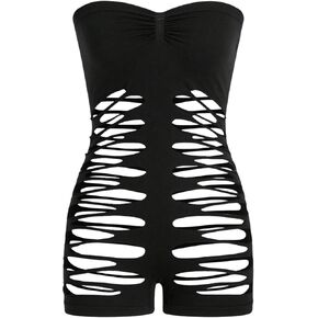 SOLY HUX Women's Sexy Ruched Rompers Cut Out Strapless Sleeveless Tube Overall Shapewear