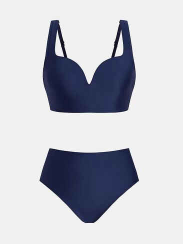 CUPSHE Women's Bikini Sets Two Piece Swimsuit Sweetheart Neck High Waisted V Wire Crisscross Lace Up Adjustable Straps in Saudi Arabia