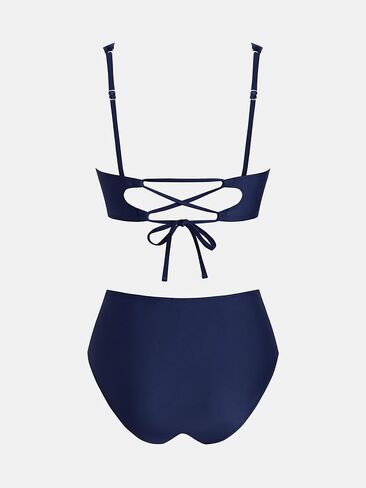 CUPSHE Women's Bikini Sets Two Piece Swimsuit Sweetheart Neck High Waisted V Wire Crisscross Lace Up Adjustable Straps in Saudi Arabia