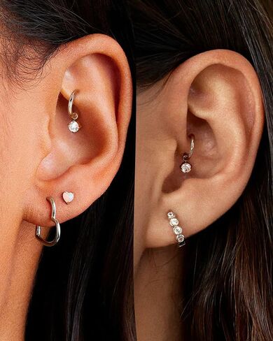 COCHARM G23 Titanium Clicker Hoop Rook Piercing Jewelry 6mm 8mm 16G Surgical Steel Dangle Rook Earring for Women Dangling Daith Helix Piercing Ring Nickel Free in Saudi Arabia