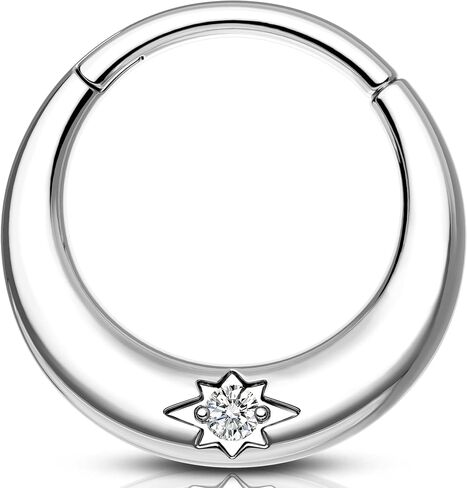Melighting 16G Septum Ring Clear CZ Daith Piercing Jewelry Stainless Steel 316L Helix Cartilage Earring 8/10 mm Conch Cartilage Piercing in Saudi Arabia