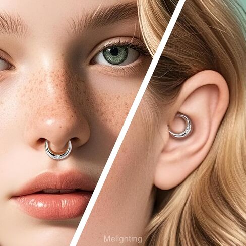 Melighting 16G Septum Ring Clear CZ Daith Piercing Jewelry Stainless Steel 316L Helix Cartilage Earring 8/10 mm Conch Cartilage Piercing in Saudi Arabia