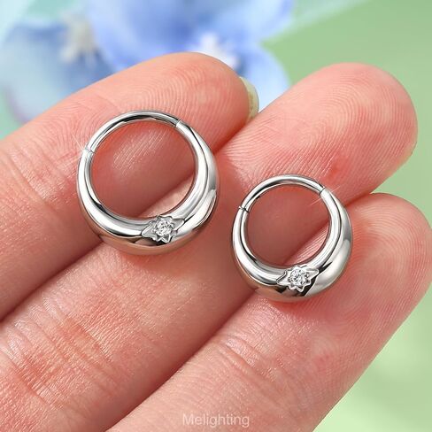 Melighting 16G Septum Ring Clear CZ Daith Piercing Jewelry Stainless Steel 316L Helix Cartilage Earring 8/10 mm Conch Cartilage Piercing in Saudi Arabia