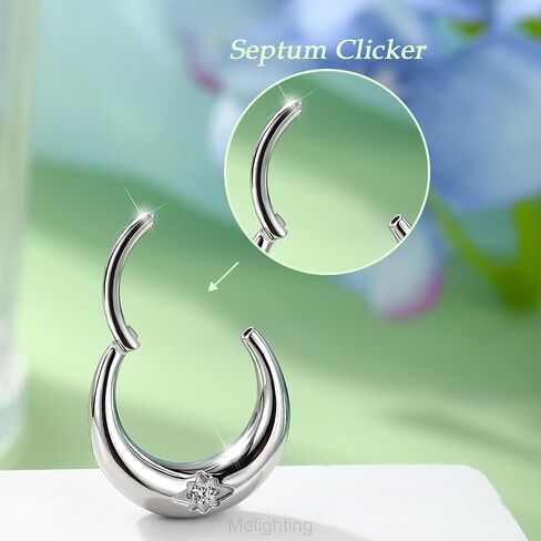 Melighting 16G Septum Ring Clear CZ Daith Piercing Jewelry Stainless Steel 316L Helix Cartilage Earring 8/10 mm Conch Cartilage Piercing in Saudi Arabia