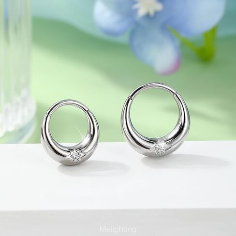 Melighting 16G Septum Ring Clear CZ Daith Piercing Jewelry Stainless Steel 316L Helix Cartilage Earring 8/10 mm Conch Cartilage Piercing in Saudi Arabia
