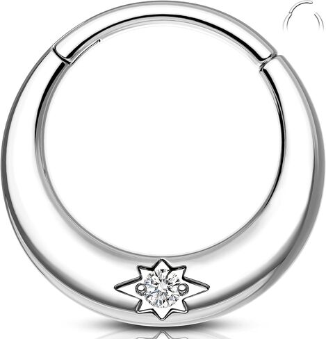 Melighting 16G Septum Ring Clear CZ Daith Piercing Jewelry Stainless Steel 316L Helix Cartilage Earring 8/10 mm Conch Cartilage Piercing in Saudi Arabia