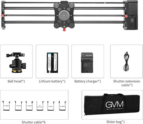 منزلق فيديو GVM، منزلق كاميرا بمحرك من ألياف الكربون اللاسلكي مع جهاز تحكم عن بعد يعمل بتقنية البلوتوث والتحكم في تطبيق الهاتف المحمول، منزلق كاميرا إلكتروني مقاس 31 بوصة/80 سم مزود بنظام مسار حلقة تلقائي للتصوير in Kuwait