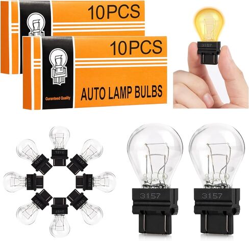 3157 لمبة 20 حزمة ، 12 فولت 21/5W مصباح فرامل المصباح مزدوج التلامس مصباح هالوجين مقاوم للصدمات ، لمبة زجاجية كوارتز القياسية ، تناسب معظم السيارات والشاحنات وسيارات الدفع الرباعي. in Kuwait