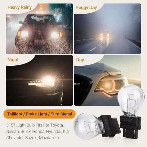 3157 لمبة 20 حزمة ، 12 فولت 21/5W مصباح فرامل المصباح مزدوج التلامس مصباح هالوجين مقاوم للصدمات ، لمبة زجاجية كوارتز القياسية ، تناسب معظم السيارات والشاحنات وسيارات الدفع الرباعي. in Kuwait