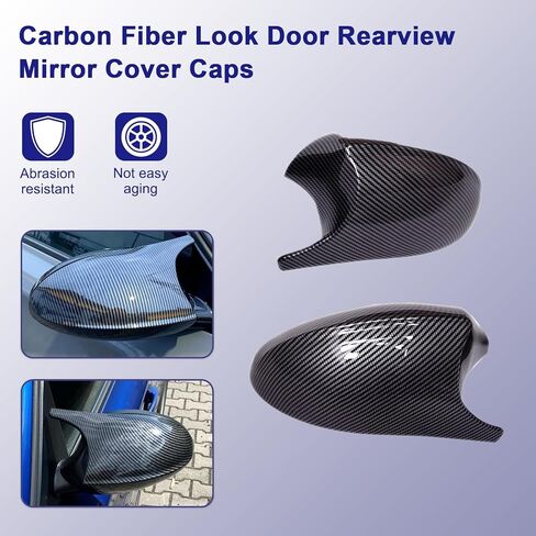 Door Rearview Mirror Covers Caps, Carbon Fiber Pattern Door Mirror Cover Caps Fit for BMW 3 Series E90 E91 LCI 2009-2011 E92 E93 2011-2013 1 Series E87 E81 E82 E88 Exterior Accessories in Kuwait