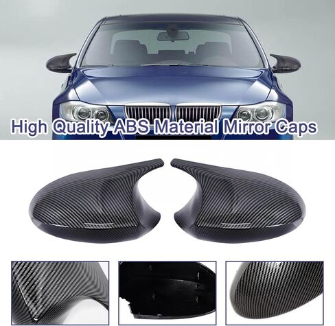 Door Rearview Mirror Covers Caps, Carbon Fiber Pattern Door Mirror Cover Caps Fit for BMW 3 Series E90 E91 LCI 2009-2011 E92 E93 2011-2013 1 Series E87 E81 E82 E88 Exterior Accessories in Kuwait